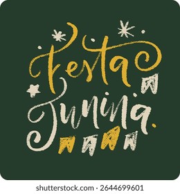 Festa junina. Brazilian tradicional party in brazilian portuguese. Modern hand Lettering. vector.