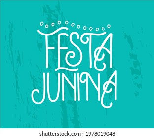 Festa Junina Brazilian Traditional Celebration. Hand Lettering, brush Calligraphy, vector Illustration.