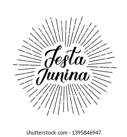 Festa Junina calligraphy lettering. Brazil June Festival Festa de Sao Joao. Latin America holiday typography poster. Easy to edit template fop banner, invitation, flyer, etc