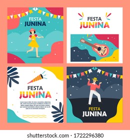 Festa Junina Card Collection with dancing People