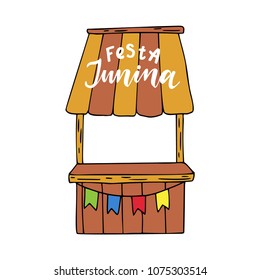 Festa Junina card. Hand drawn vector illustration.