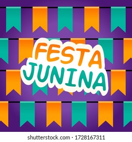 Festa Junina card, traditional Brazil June festival party