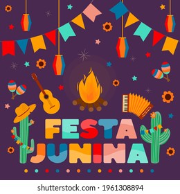 Festa Junina card, traditional Brazil June Festival.