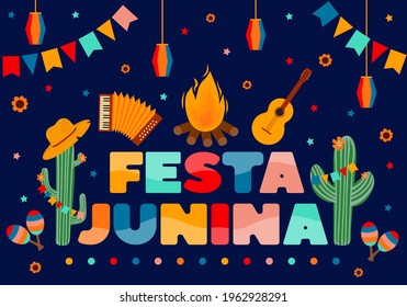 Festa Junina card, traditional Brazil June Festival.