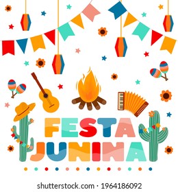 Festa Junina card, traditional Brazil June Festival.