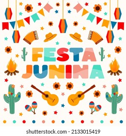 Festa Junina card, traditional Brazil June Festival.
