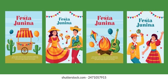 Festa Junina cards in flat design