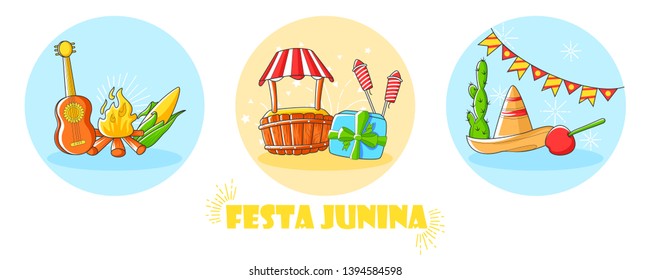 Festa Junina Celebration of Brazil festival in vector