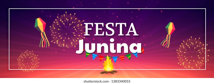 festa junina celebration fireworks banner