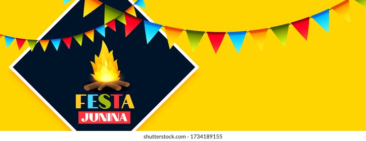 festa junina celebration holiday banner with garland decoration