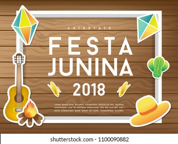Festa Junina Celebration on wood background