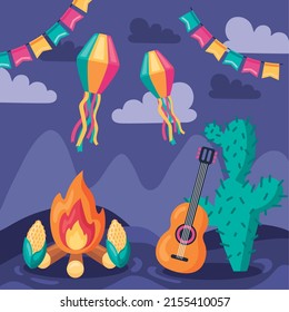 festa junina celebration scene poster