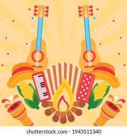 festa junina celebration set icons