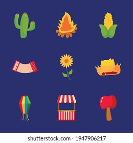 festa junina celebration set icons