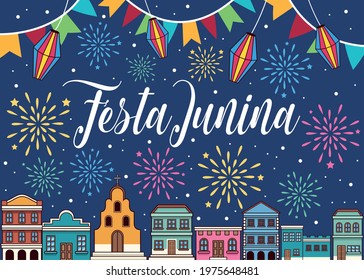 festa junina city celebrating scene