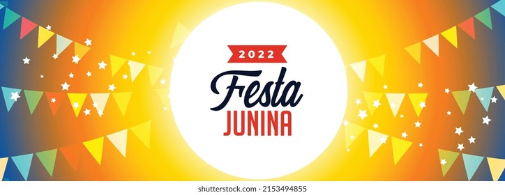 festa junina colors banner with party flags garland