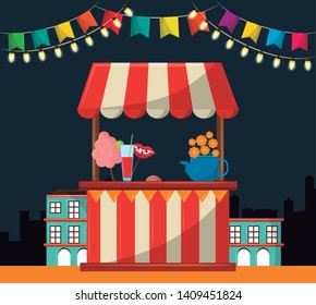 festa junina concept culture brazyl typical elements cartoon vector illustration graphic design
