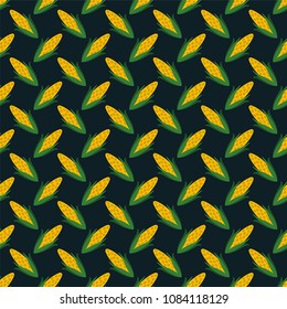 Festa Junina Corn Seamless Pattern - Festa Junina annual Brazil June celebration corn seamless pattern in vintage retro colors on dark teal background