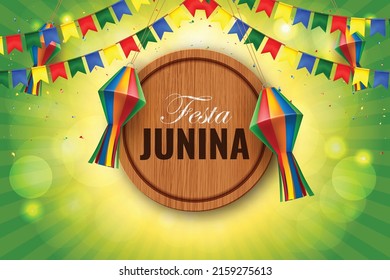 festa junina creative abstract banner template design with green glowing background