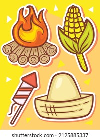 Festa junina cute hand drawn objects stickers