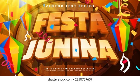 Festa Junina bearbeitbaren Texteffekt, geeignet, um die festliche Junina-Ereignisse zu feiern.