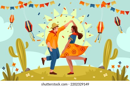 Festa Junina or festas de Sao Joao, vector card