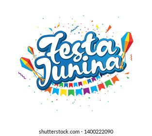 Festa Junina Festival Background Template Design - Brazilian Festival Festa Junina Text Typography Design Template