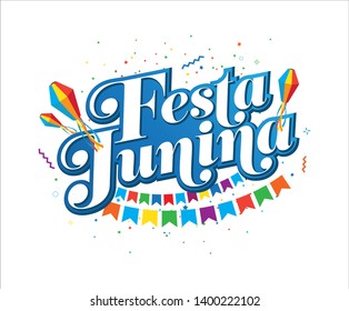 Festa Junina Festival Background Template Design - Brazilian Festival Festa Junina Text Typography Design Template