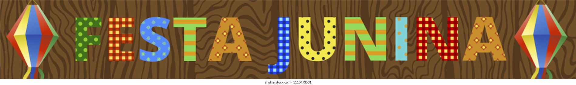 Festa Junina festival banner on wooden background