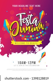 Festa Junina Festival Celebration Poster Design Template Vector Illustration
