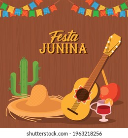 festa junina festival with garlands