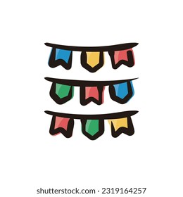 Festa Junina flag - Festa Junina icon (Hand-drawn line, colored version)