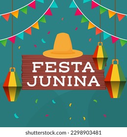 festa junina in flat design illustration vector