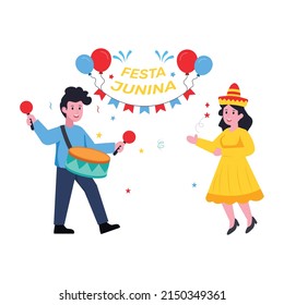 Ilustración plana Festa junina en formato vector 

