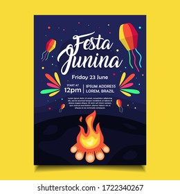 Festa Junina Flyer Template with various decoration