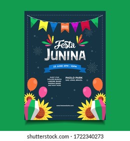 Festa Junina Flyer Template with various decoration