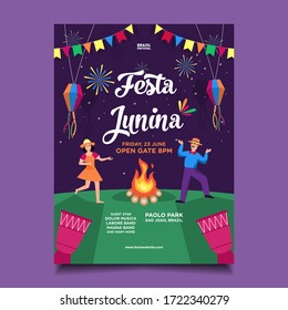 Festa Junina Flyer Template with various decoration