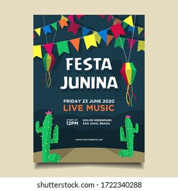 Festa Junina Flyer Template with various decoration