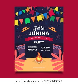 Festa Junina Flyer Template with various decoration