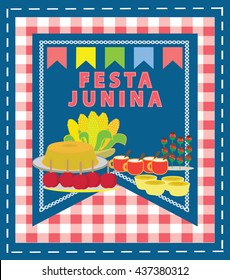 Festa Junina food vector. Brazilian country June feast. Traditional Junina sweet treats. 