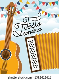 festa junina with guitar and accordion instruments