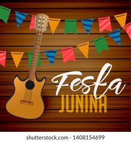 festa junina guitar and garlands background