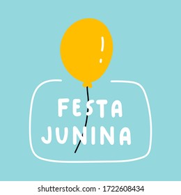 Festa Junina. Hand drawn illustration on blue background. Best for greeting card, print, stickers, posters design.