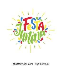 Festa Junina. Hand drawn lettering.Vector illustration.