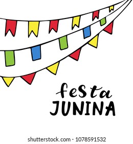 Festa Junina. Hand drawn lettering.Vector illustration.