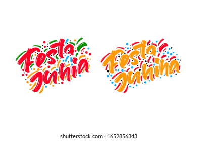 Festa Junina hand drawn modern brush lettering text. Vector illustration logo for print and advertising