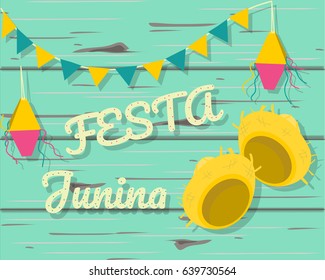 Festa junina holiday background. Vector hand drawn illustration.
