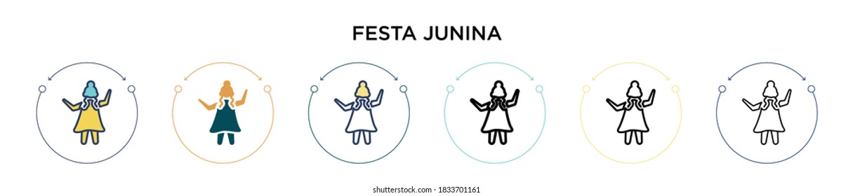 Festa junina icon in filled, thin line, outline and stroke style. Vector illustration of two colored and black festa junina vector icons designs can be used for mobile, ui, web