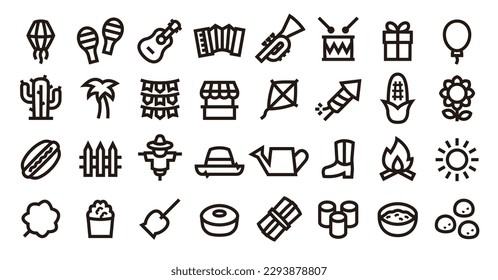 Festa Junina icon set (Sharp bold line verson)