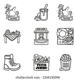 Festa junina icon set vector